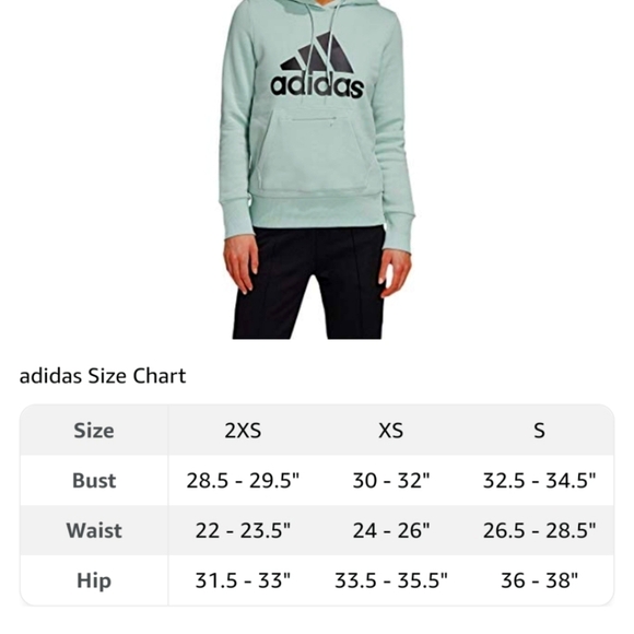 ADIDAS Women's Badge of Sport Overhead Fleece Hoodie Green Size S - Picture 2 of 7